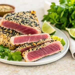 Tuna Sashimi Recipe: How to Slice and Serve Perfect Raw Tuna 5 A homemade tuna sashimi bowl with rice, avocado, and soy sauce.