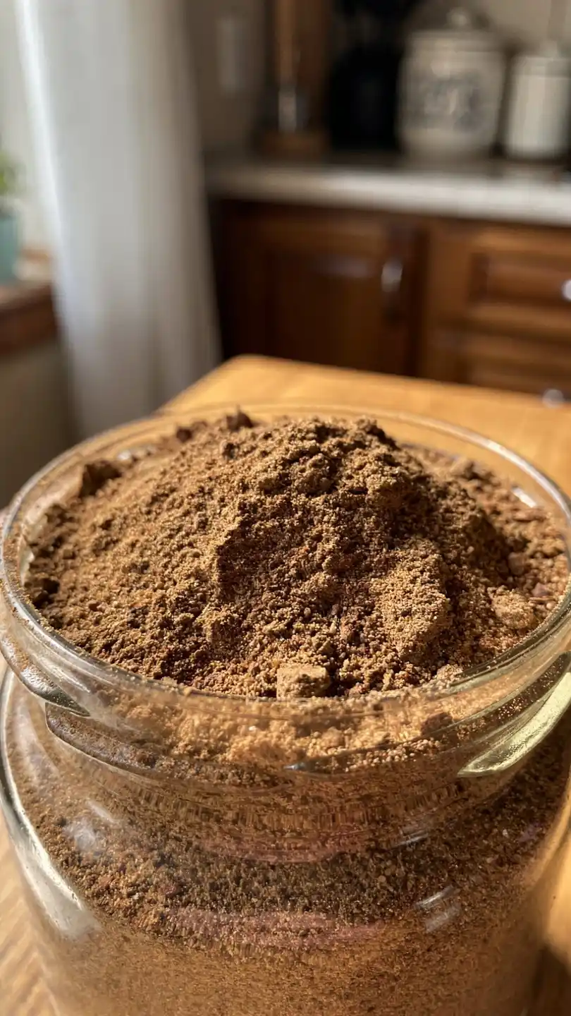 Beef bouillon powder blending in a spice grinder